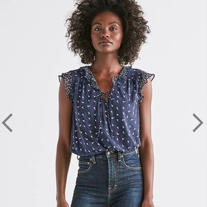 Lucky Brand Mix Print Ruffle Tank